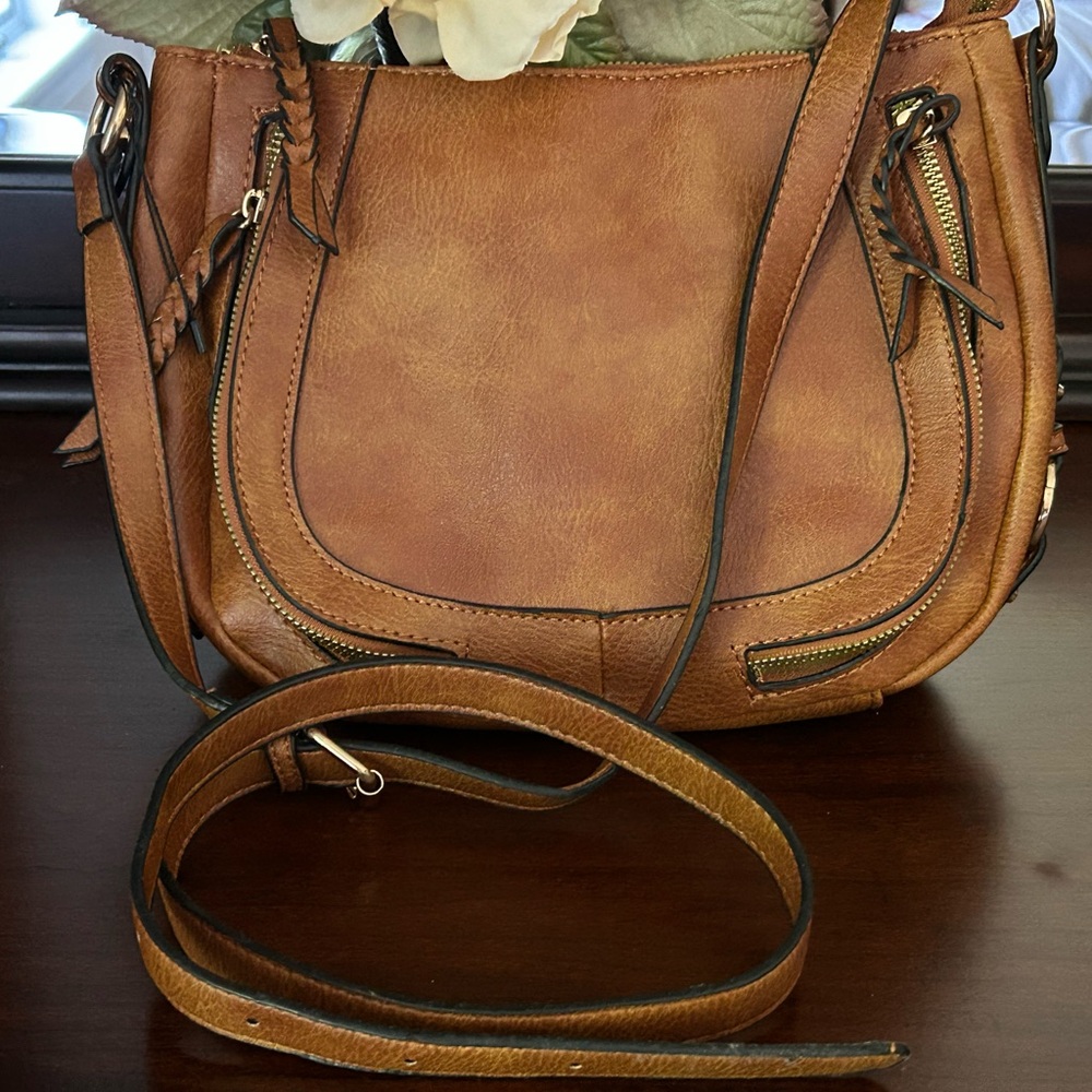 Elegant Brown Faux Leather Shoulder  Fashion Saddle Crossbody Bag